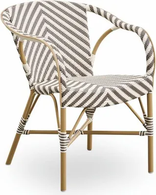 Produktbild von Casa Padrino Luxus Garten Stuhl mit Armlehnen Elfenbein / Braun / Beige - Garten Möbel