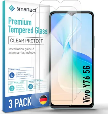 Produktbild von 3x Schutzglas Panzerfolie Klar für Vivo Y76 5G Displayschutz Hartglas Glas