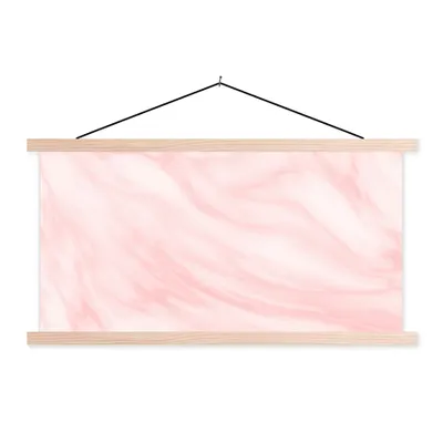 Produktbild von MuchoWow® Textilposter Marmor - Rosa - Weiß - Luxus - Marmoroptik 120x60 cm mit holzfarbenen Rahmen - Klemmleiste