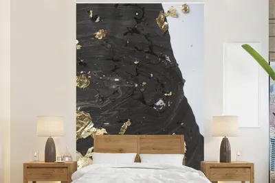 Obrázek produktu pro MuchoWow® Fototapety do obývacího pokoje nebo ložnice tapety vinylové motivy tapety Mramor - černá - zlatá - bílá 225x350cm