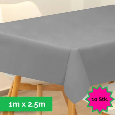 Produktbild von Sensalux Tischdecke, abwaschbar, Vorteilspack, 10 Stück, 1m x 2,5m, Grau