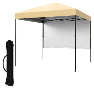 Image de Pavillon de jardin pliable - Tente de pavillon - Imperméable avec protection UV - 2,2 x 2,2 m - Avec parois latérales - Tissu Oxford - Beige