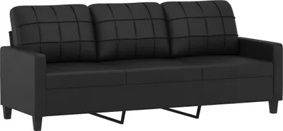 Zdjęcie produktu dla vidaXL 3-osobowa sofa czarna 180 cm imitacja skóry
