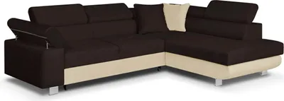 Produktbild von Ecksofa mit Schlaffunktion, CREDO Wellenfedern, rechts - Dunkelbraun/Beige