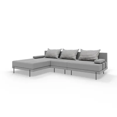 Produktbild von TRADA Gartensofa lounge set Bahama S Streifen Grau Gartenmöbel set Wasserabweisend Stoff Links L-form