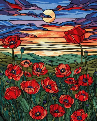 Produktbild von Gemälde BY NUMBERS MIT RAHMEN Gemälde - Mohnblumen 40x50 cm