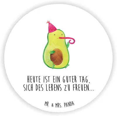 Produktbild von Mr. & Mrs. Panda magnet Avocado Feier - Weiß - Geschenk, Kühlschrankmagnet, Geburtstag, pinnwand, Party, Gute Laune, für kühlschrank, Tröte, Magnetknopf, rundmagnet