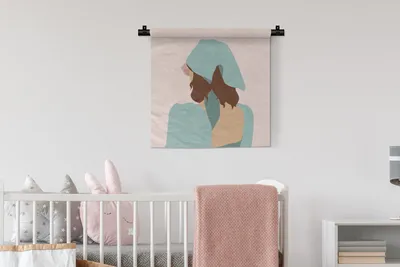 Produktbild von MuchoWow® Wandteppich Wandbehang Sommer - Frau - Pastell 60x60 cm Tapisserie Dekoration Wandtuch - Dekorationen - Wand Decke