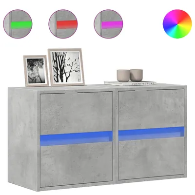 Zdjęcie produktu dla vidaXL Szafki ścienne pod TV z oświetleniem LED 2 szt. Szary beton 41x31x45 cm