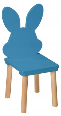 Kinderstuhl Holz MDF, 60x25x25 cm, Blau Kaninchen, bis 100 kg