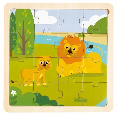 Image de Playtive Puzzle en bois éducatif Lion pour enfants 3 ans