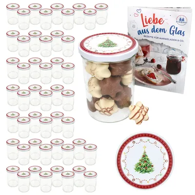 Immagine prodotto di set di 50 tumbler 435ml vaso per conserve + coperchio TO 82 sogno di Natale + libretto