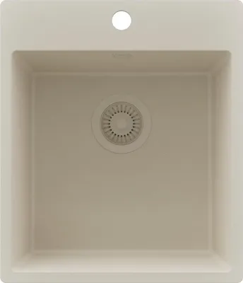 Produktbild von PRIMAGRAN Spülbecken Beige 43x50cm, Granitspüle 1 Becken + Ablauf-Set, Küchenspüle ab 45er Unterschrank - Riga