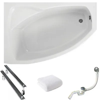 Produktbild von Aqua For You | Polimat Badewanne - 150x100 Cm - Asymmetrisch - Mit Siphon Und Füßen - Trapezform - Eckbadewanne - Acryl - Links Seite