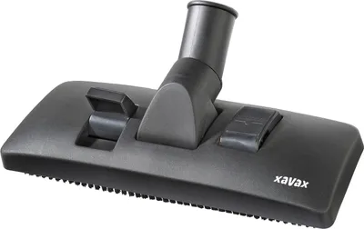 A black vacuum cleaner floor nozzle is shown against a white background.
