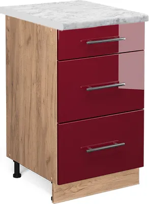 Produktbild von Küchenunterschrank Vicco Fame-Line Bordeaux Hochglanz 50 cm , AP Marmor, Model 46791
