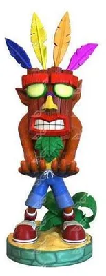 A statue of Crash Bandicoot's Aku Aku mask.