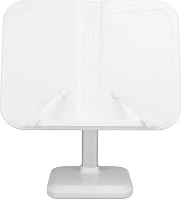 Zdjęcie produktu dla Regulowany uchwyt z zaciskami bocznymi, regulacja pod wieloma kątami, aluminium, stojak do czytania dla dzieci na laptopa, podręcznik, biały