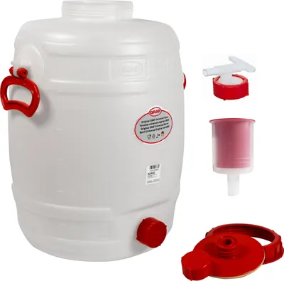 Produktbild von Graf Getränkefass Rund 30 Liter mit Auslaufhahn NW 15 und Gärspund