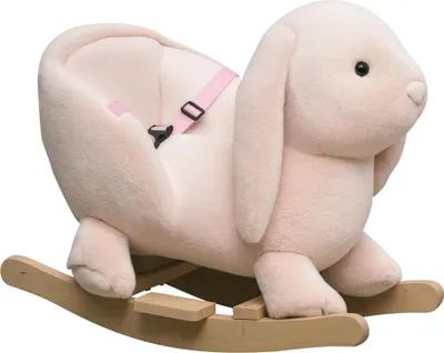 Produktbild von HOMCOM Kinder Schaukelpferd Schaukeltier Kaninchen ab 18 Monaten Plüsch Rosa