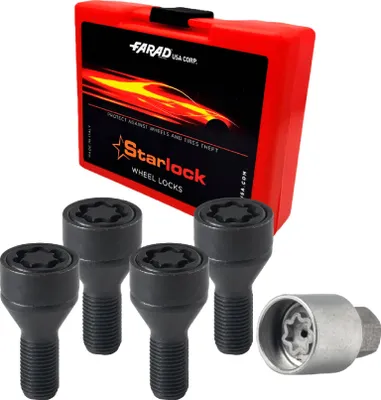 Image de Vis de roue antivol pour Jeep Cherokee dès 2013 Noir lot de 4 M12X1,25