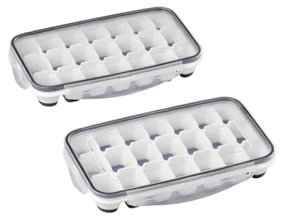 Produktbild von 2er Set Eiswürfelform mit transparentem Deckel, für je 21 Eiswürfel, Eiswürfelgröße: 4 x 2,5 x 3 cm