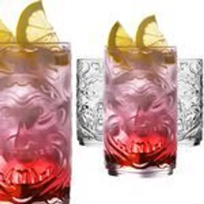 Produktbild von PLATINUX Tiki Gläser Set 4-Teilig aus Glas 350ml (max. 450ml) Cocktailgläser Longdrinkgläser Hawaiianisch Gerade