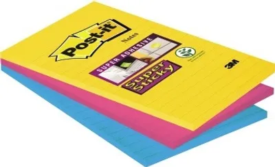 Obrázek produktu pro Post-it® SuperSticky 4690-S3R Samolepicí bloček Super Sticky Notes - 101 x 152 mm, linkovaný, 3x 90 listů