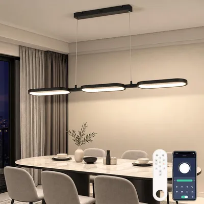 Pendelleuchte dimmbar, 109 cm, 52 W, LED, Schwarz