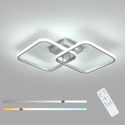 Produktbild von Toolight LED Deckenleuchte Dimmbar 59cm, 50W 5625LM Moderne Deckenlampe mit Fernbedienung, 3000K-6500K Quadratische Acryl-Deckenleuchte für Schlafzimmer, Wohnzimmer, Kinderzimmer, Küche (Silber)