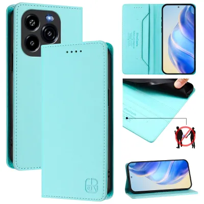 Produktbild von Lederhülle für Oukitel C65 / C65 Pro Hülle Flip Brieftasche Kartenfächern Ständer Schutzhülle Türkis