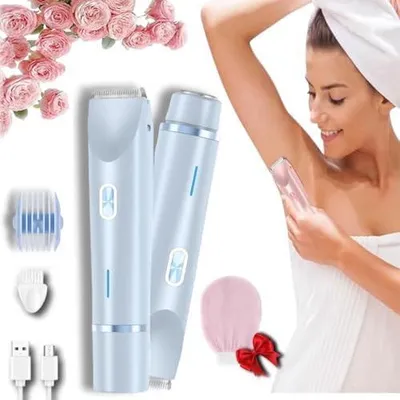 Image de Rasoir 2-en-1 pour femmes, Bloom Shave, rasoir intime pour femmes, étanche (IPX7), utilisable sur peau sèche ou humide, pour le corps, le visage, les jambes et les aisselles