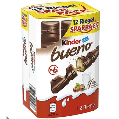 Produktbild von Kinder bueno 12 tyčinek zabalených v oplatce s náplní ekonomické balení 258g