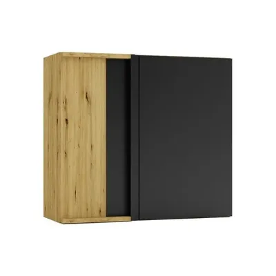 Produktbild von Küchenhängeschrank 80 cm - Eiche Artisan und Schwarz - Eck-Hängeschrank - Soft-Close-System - Küchenschrank - Universelle Frontmontage