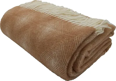 Produktbild von Fair De Luxe Wolldecke 100% Wolle | wärmende Wohndecke/Plaid vielseitig einsetzbar | Braun/Beige