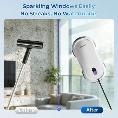 Immagine prodotto di Aspirapolvere automatico con potenza di aspirazione di 5600 Pa, dotato di doppio sistema di nebulizzazione dell'acqua, telecomando, ideale per