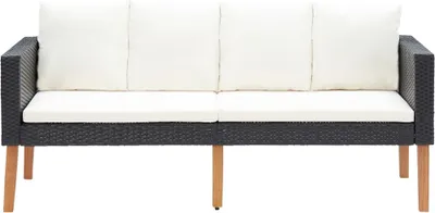 Produktbild von vidaXL 2-Sitzer-Gartensofa mit Auflagen Poly Rattan Schwarz