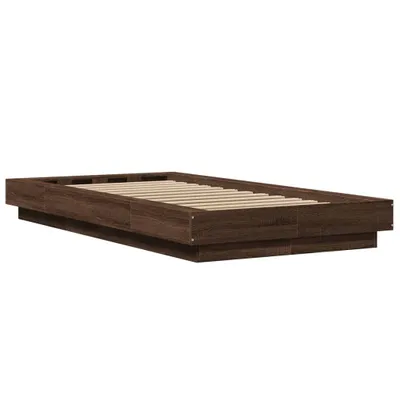 Produktbild von vidaXL Bettgestell mit LED Braun Eichen-Optik 90x200 cm Holzwerkstoff