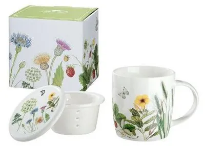 Image de GILDE Service à thé, "Wild Flowers", motif papillon, motif floral, porcelaine, blanc, lot de 6, L. 9 cm, l. 12 cm, H. 10.2 cm