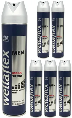 Produktbild von 6x WELLA wellaflex Men MEGA SPRAY 250ml | Haarspray starker Halt männlicher Duft