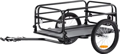 Image de Remorque de vélo 72kg de capacité de charge Remorque de transport pliable et compacte à ranger Fermeture rapide avec attelage universel Roues de 40,6cm réflecteurs sûrs Adapté aux vélos de 558,8-711,2mm de diamètre