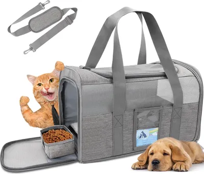 Produktbild von Katzentragetasche, Hundetragetasche für kleine Hunde und mittelgroße Katzen, Haustiertragetasche bis zu 6,8 kg, von der TSA-Fluggesellschaft zugelasse