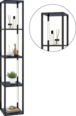 Produktbild von GOPLUS Stehlampe mit 4 Regalablagen, Standleuchte mit LED-Leuchte & Fußschalter, Stehleuchte Standlampe mit drehbaren LED-Stangen für Wohnzimmer, Schlafzimmer, 29 x 29 x 163cm