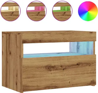 Image de vidaXL Armoire TV avec lampes LED Chêne Artisan 60x35x40 cm