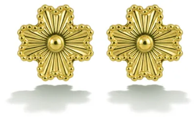 Immagine prodotto di Orecchini a bottone con fiori placcati in oro, modello VWE260582G