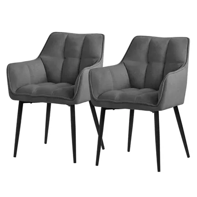Produktbild von ML-Design 2x Esszimmerstuhl aus Frotteestoff, Dunkelgrau, mit dickem gepolsterter Sitz