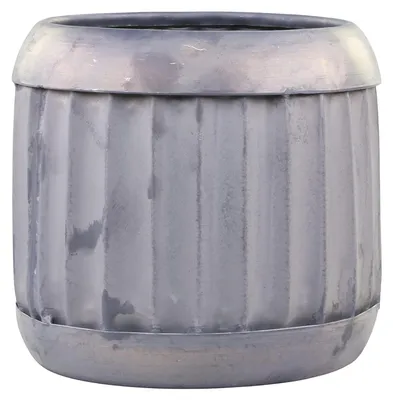 Produktbild von Antiker Zink Blumentopf mit Rillen, Grau, H12.5/D14 cm