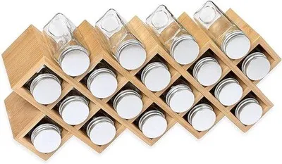 Productafbeelding van Famanu kruidenrek met 18 kruidenpotjes - bamboe