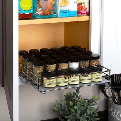 Immagine prodotto di Organizer da cucina, estraibile, a 1 ripiano, acciaio inossidabile, portaspezie