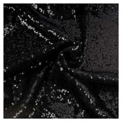 Produktbild von Stoff Paillettenstoff | Meterware Zuschnitt Glitzer | Abendmode Deko Bekleidung | Glitzerstoff (schwarz)